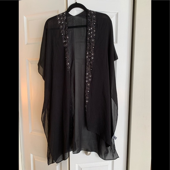 Jessica McClintock sheer duster/coverup, black, NWOT - Picture 2 of 6